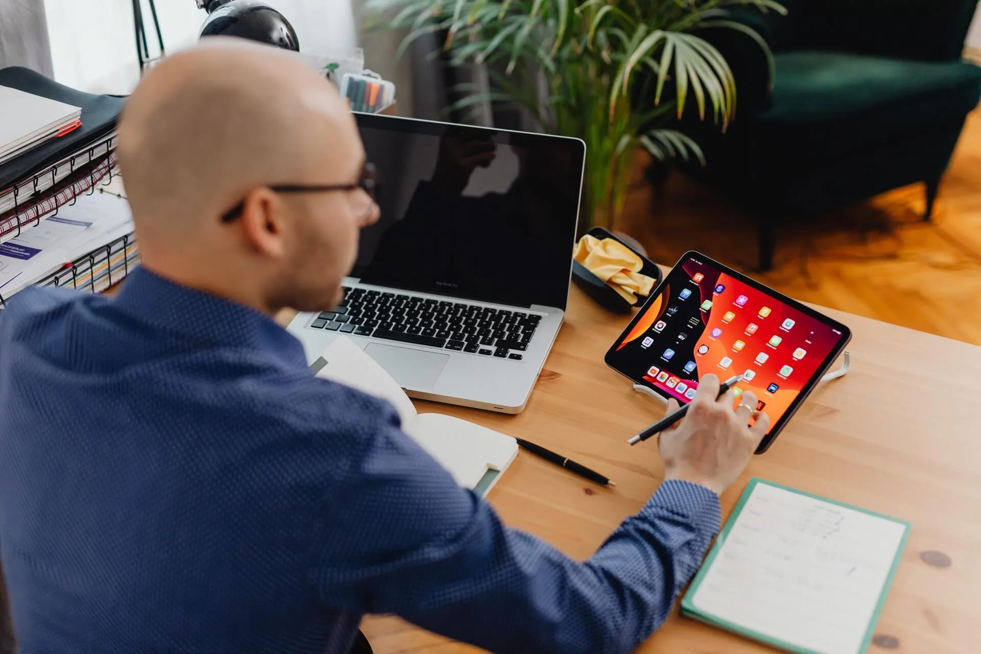 Realtor working on tablet